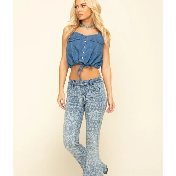 FREE PEOPLE Palm Desert denim crop top We The Free - Womens size XS - Picture 10 of 10